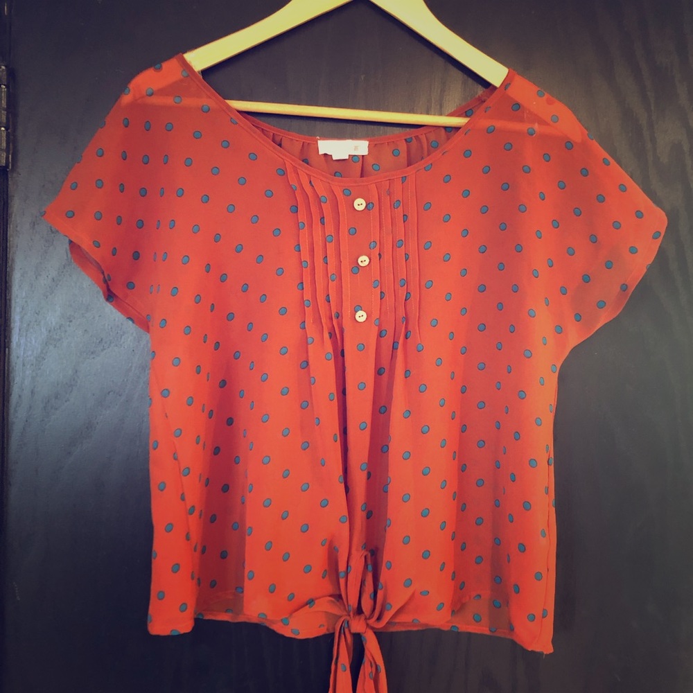 Orange poka dot blouse
